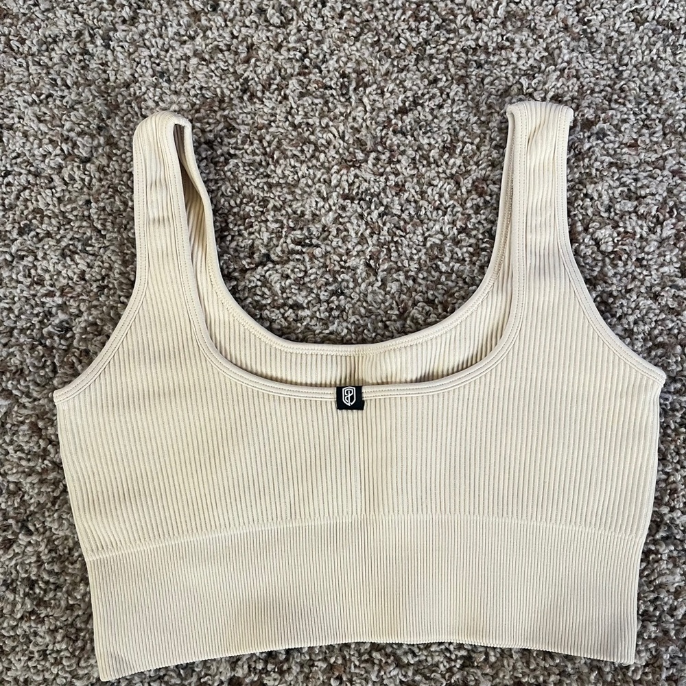 Born Primitive Beige Ribbed Crop Tank Top - Picture 2 of 3